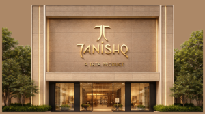 Tanishq jewelry showroom exterior featuring the premium retail store entrance and Tanishq branding, a Tata product known for fine gold, diamond, and gemstone jewelry.